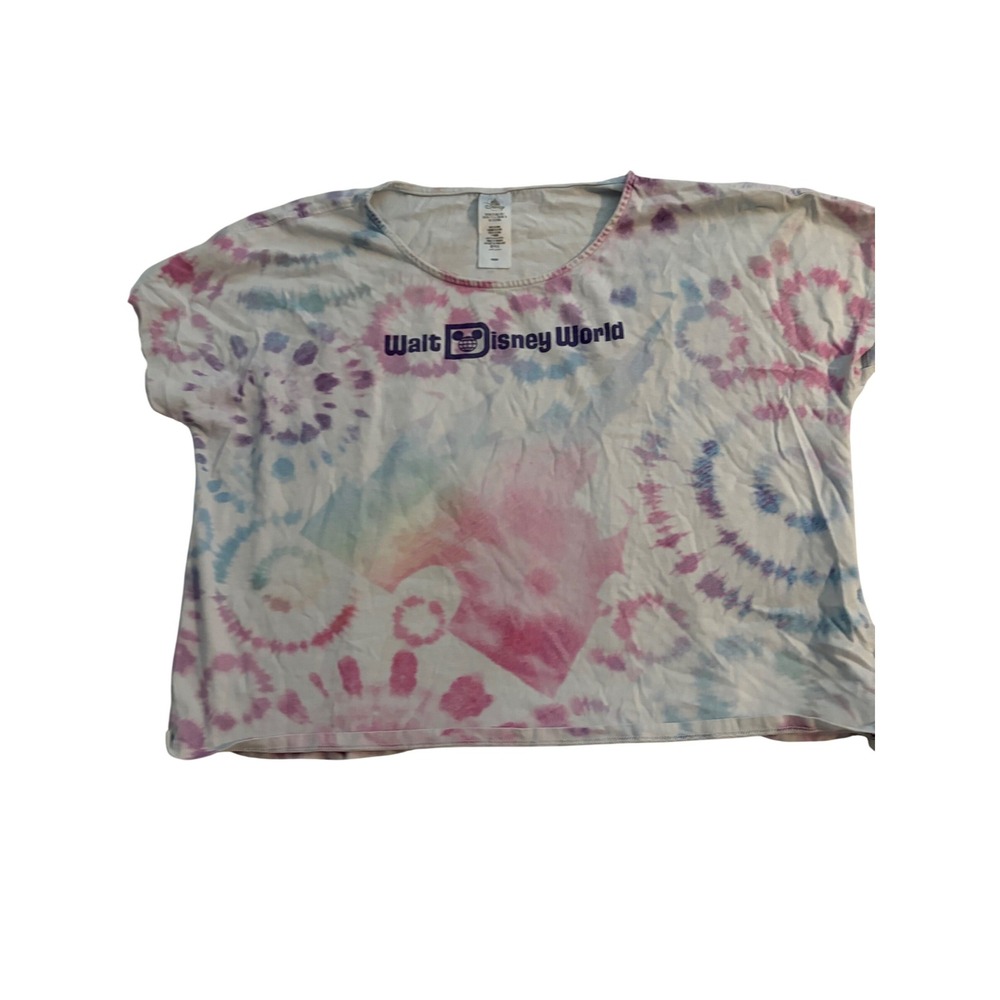 Disney Crop Top Walt Disney World‎ Tie Dye Pastel Logo Tee L/G
